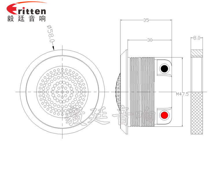 58mm20W汽車音響中高音喇叭成品圖
